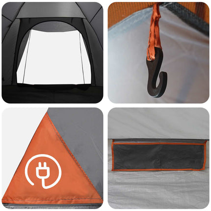 Kamperen Tent Grijs En Oranje 2-Persoons Polyester En Staal
