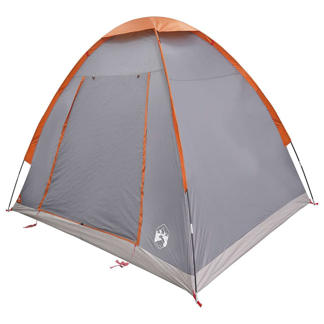 Kamperen Tent Grijs En Oranje 2-Persoons Polyester En Staal