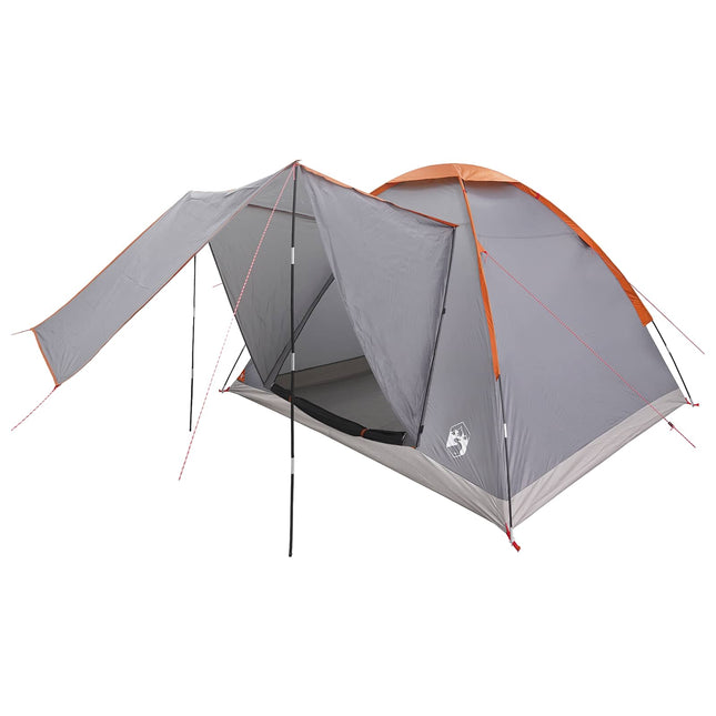 Kamperen Tent Grijs En Oranje 4-Persoons Polyester En Staal