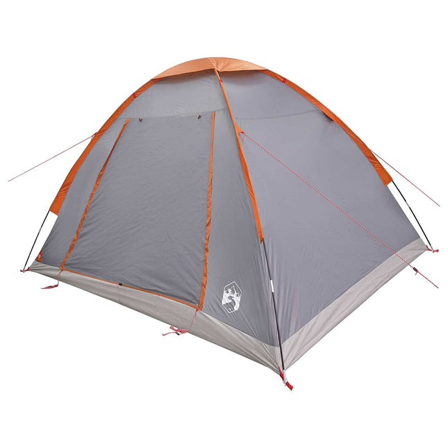 Kamperen Tent Grijs En Oranje 4-Persoons Polyester En Staal