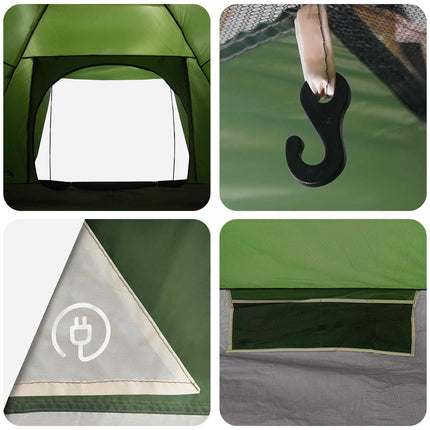 Kamperen Tent Met Dak Groen 6-Persoons Polyester En Staal