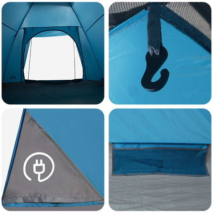 Kamperen Tent Met Dak Blauw 6-Persoons Polyester En Staal