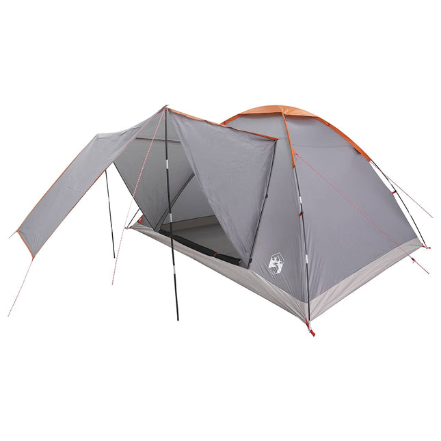Kamperen Tent Grijs En Oranje 6-Persoons Polyester En Staal
