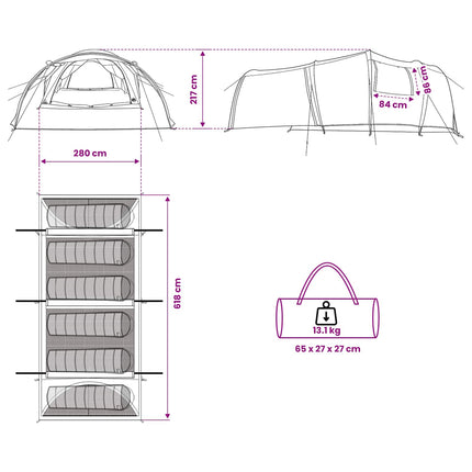 Tunneltent 370 X 275 X 210 Cm Polyester En Staal
