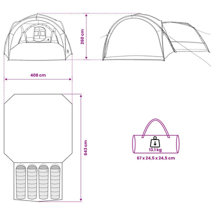 Zijtent Met Dak 410 X 410 X 250 Cm Polyester En Staal