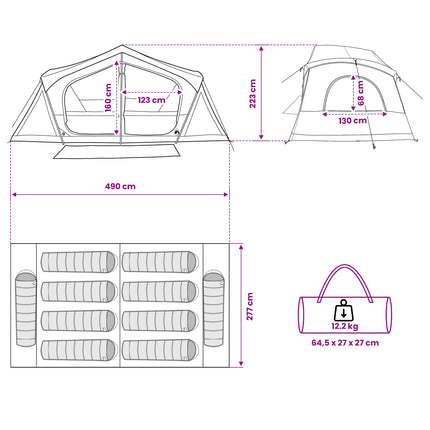 Huisje Tent Met Dak 480 X 273 X 205 Cm Polyester En Staal
