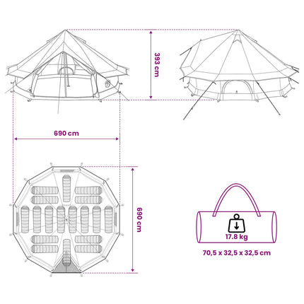 Tipi Tent Met Dak 700 X 700 X 395 Cm Polyester En Staal