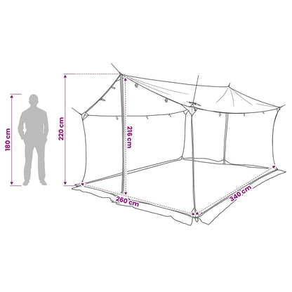 Campingzeil Met Gaaswanden Bruin Grijs 340 X 260 X 220 Cm