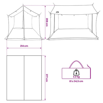 Campingzeil Met Gaaswanden Bruin Grijs 270 X 210 X 210 Cm