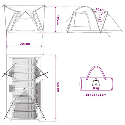 Huisje Tent Met Dak 8-Persoons Polyester En Staal