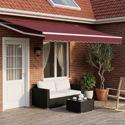 Uitschuifbare Luifel Rood 300 X 250 Cm Polyester En Metaal