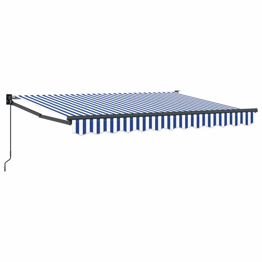 Handmatig Uitschuifbare Luifel En Blauw En Wit (Anthraciet Frame)