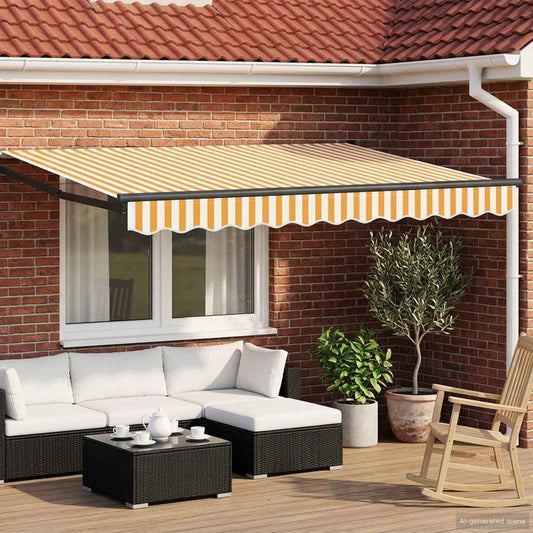 Uitschuifbare Luifel En Geel En Wit (Anthraciet Frame)