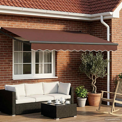 Uitschuifbare Luifel Bruin 100% Polyester En Aluminium Bruin (Anthraciet Frame)