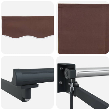 Uitschuifbare Luifel Bruin 100% Polyester En Aluminium Bruin (Anthraciet Frame)