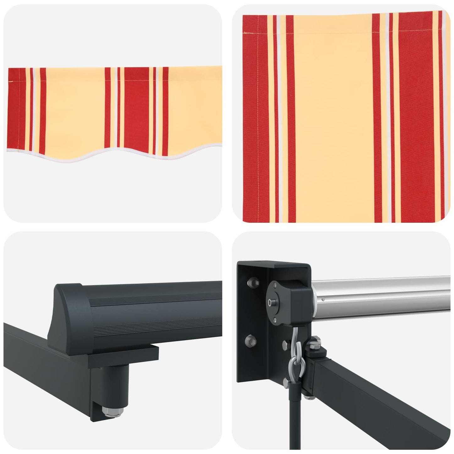 Uitschuifbare Luifel Geel, Oranje En Wit Geel, Oranje, Wit (Anthraciet Frame)