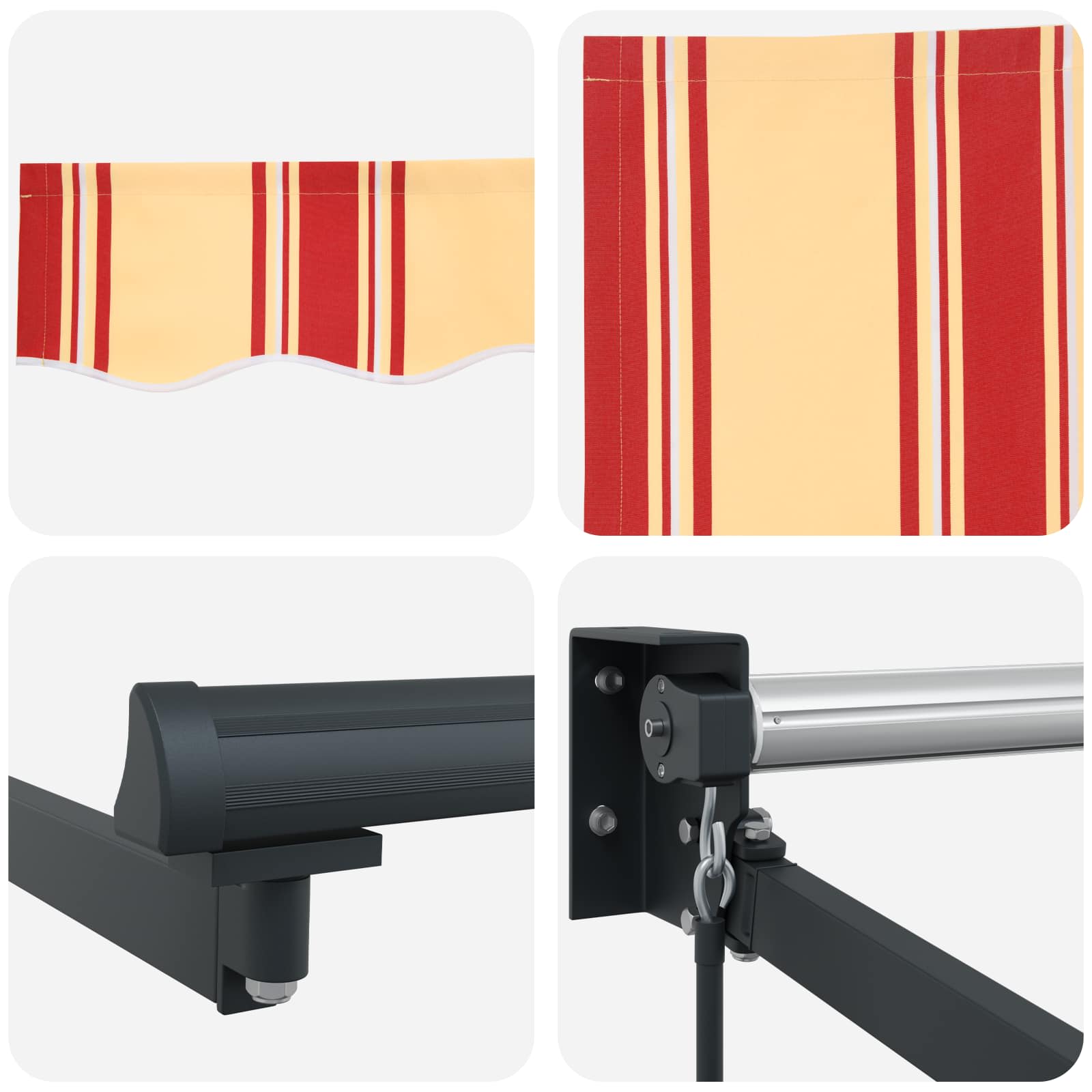 Uitschuifbare Luifel Geel, Oranje En Wit Geel, Oranje, Wit (Anthraciet Frame)