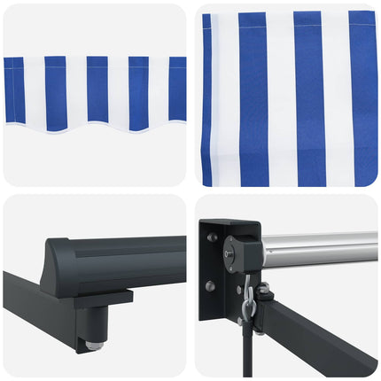 Uitschuifbare Luifel En Blauw En Wit (Anthraciet Frame)
