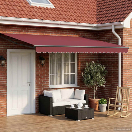 Uitschuifbare Luifel Rood 300 X 250 Cm Polyester En Metaal