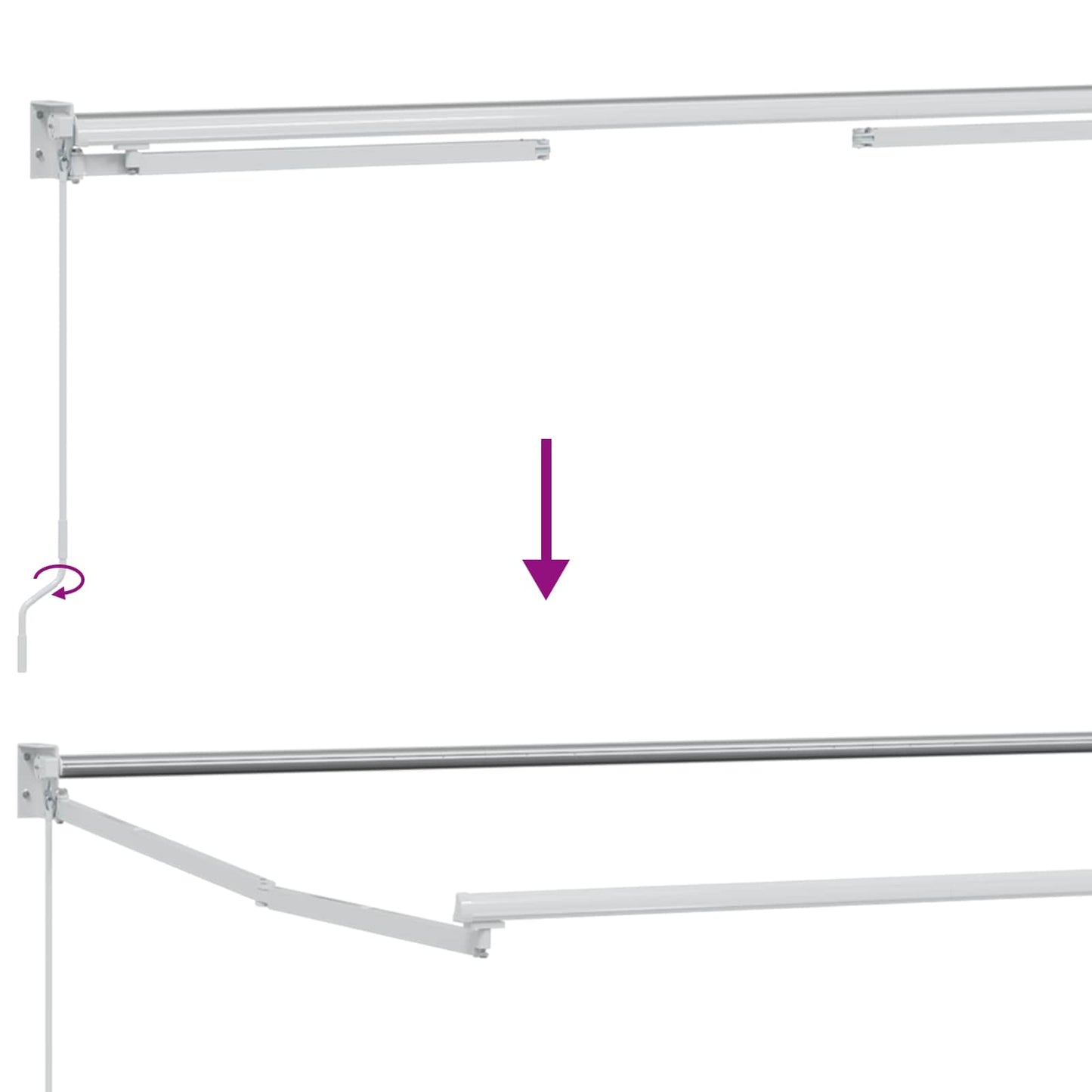 Handbediende Luifel Met Led's Wit 3 X 2 M Geel, Oranje En Wit