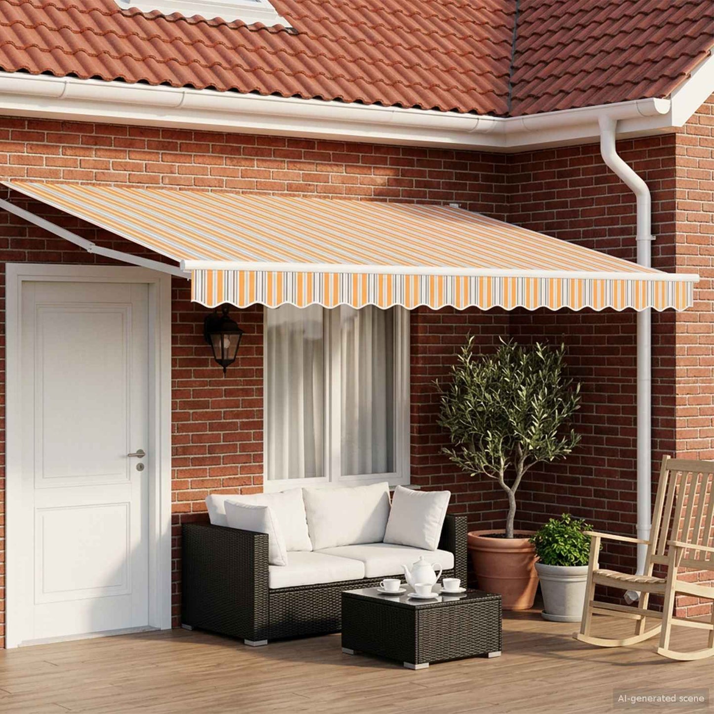 Handbediende Luifel Met Led's Geel, Oranje En Wit