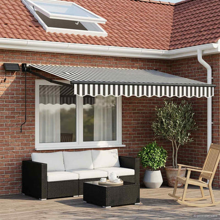 Handbediende Luifel Met Led's Blauw, Wit, Anthraciet Groen En Wit