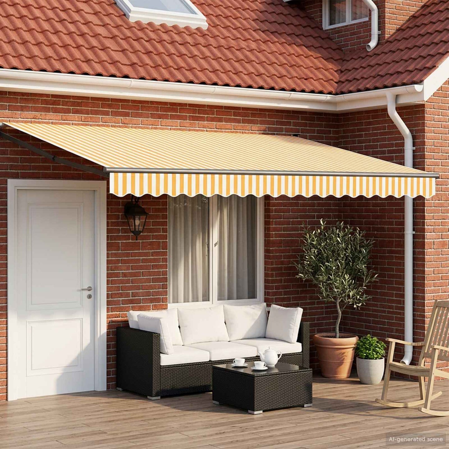 Handbediende Luifel Met Led's Geel, Oranje En Wit