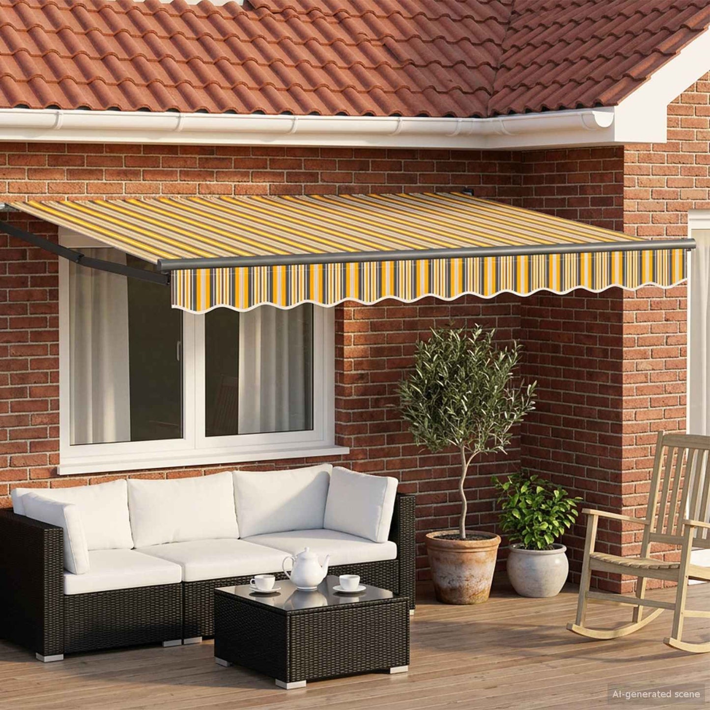 Handbediende Luifel Met Led's Geel, Oranje En Wit