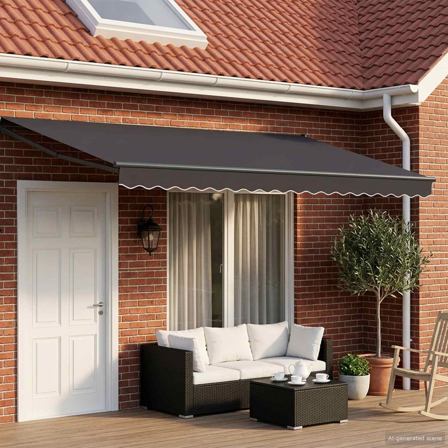 Handbediende Luifel Met Led's Geel, Oranje En Wit