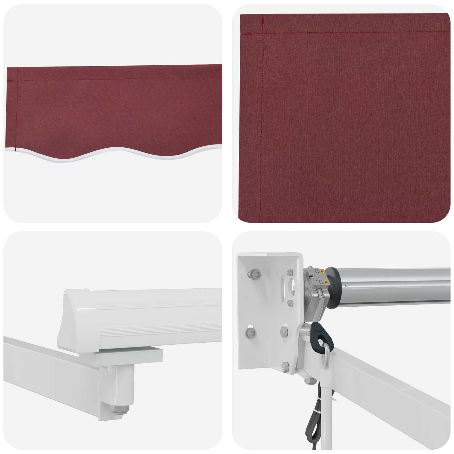 Elektrisch Uittrekbaar Zonnescherm Bordeaux Rood Wit