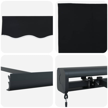 Inklapbaar Zonnescherm Zwart 4 × 3 M Canvas En Aluminium Groen En Wit