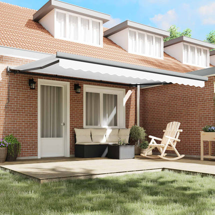 Inklapbaar Zonnescherm Wit 4 × 3 M Canvas En Aluminium Groen En Wit