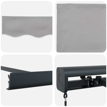 Inklapbaar Zonnescherm Lichtgrijs 4 × 3 M Canvas En Aluminium Groen En Wit