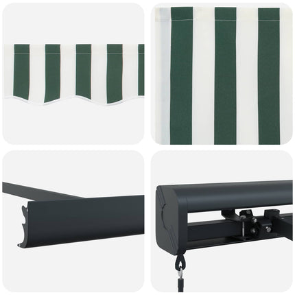 Inklapbaar Zonnescherm Groen En Wit 4 × 3 M Canvas En Aluminium Groen En Wit