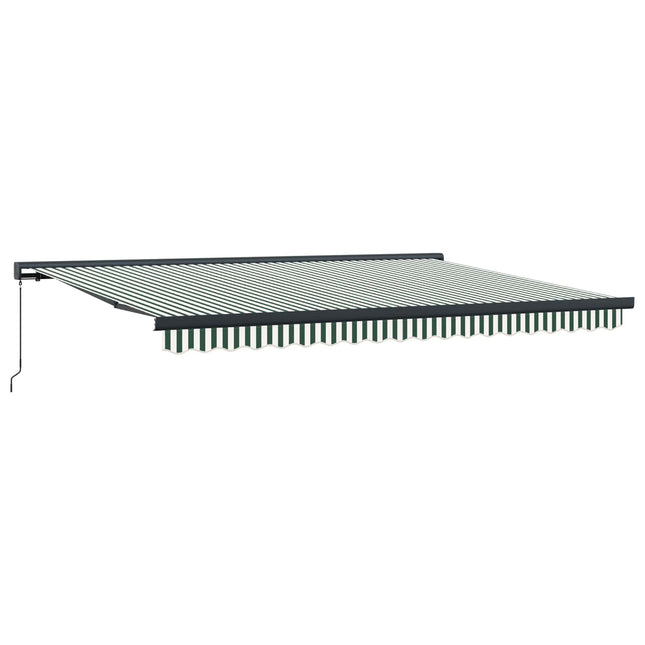 Inklapbaar Zonnescherm Groen En Wit 4 × 3 M Canvas En Aluminium Groen En Wit