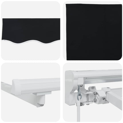 Uitschuifbare Luifel Zwart Zwart (Wit Frame)