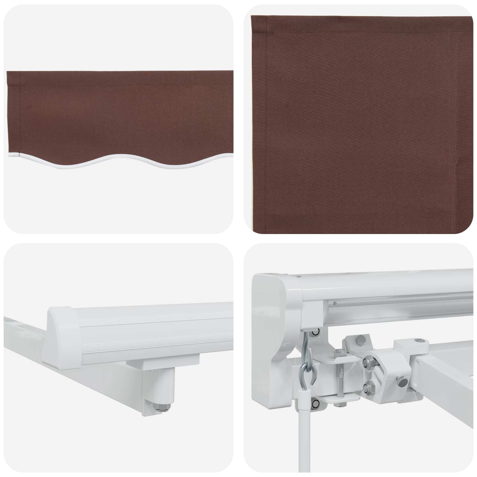 Uitschuifbare Luifel Bruin Bruin (Wit Frame)