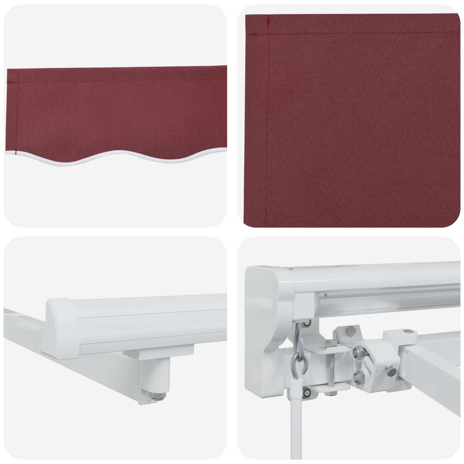 Uitschuifbare Luifel Bordeauxrood Bordeaux (Wit Frame)