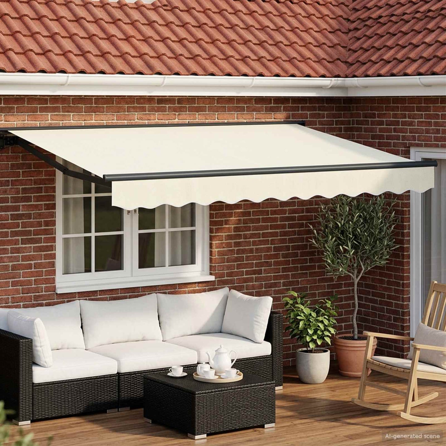 Uitschuifbare Luifel Crèmekleurig Crème (Anthraciet Frame)