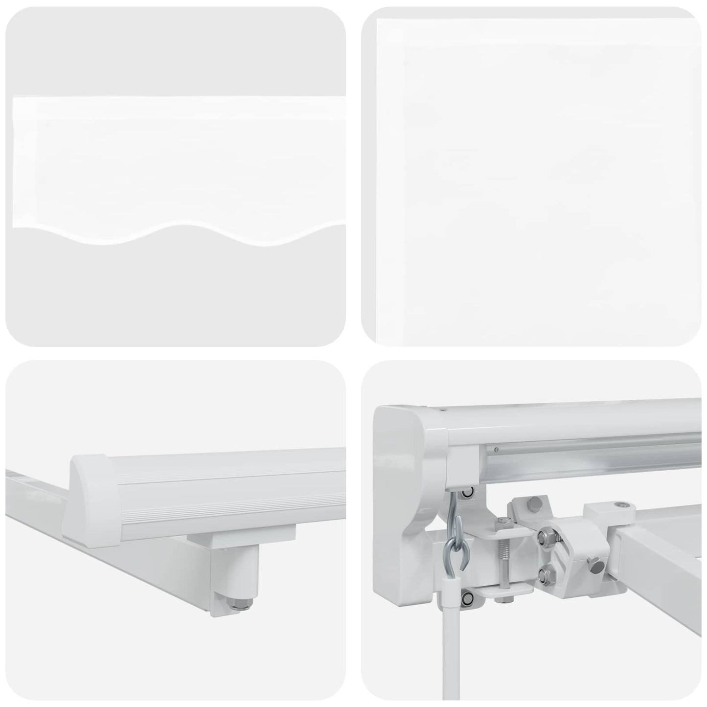 Handmatige Luifelhouder Met Led's Wit 3 X 2 M Groen En Wit (Anthraciet Frame)
