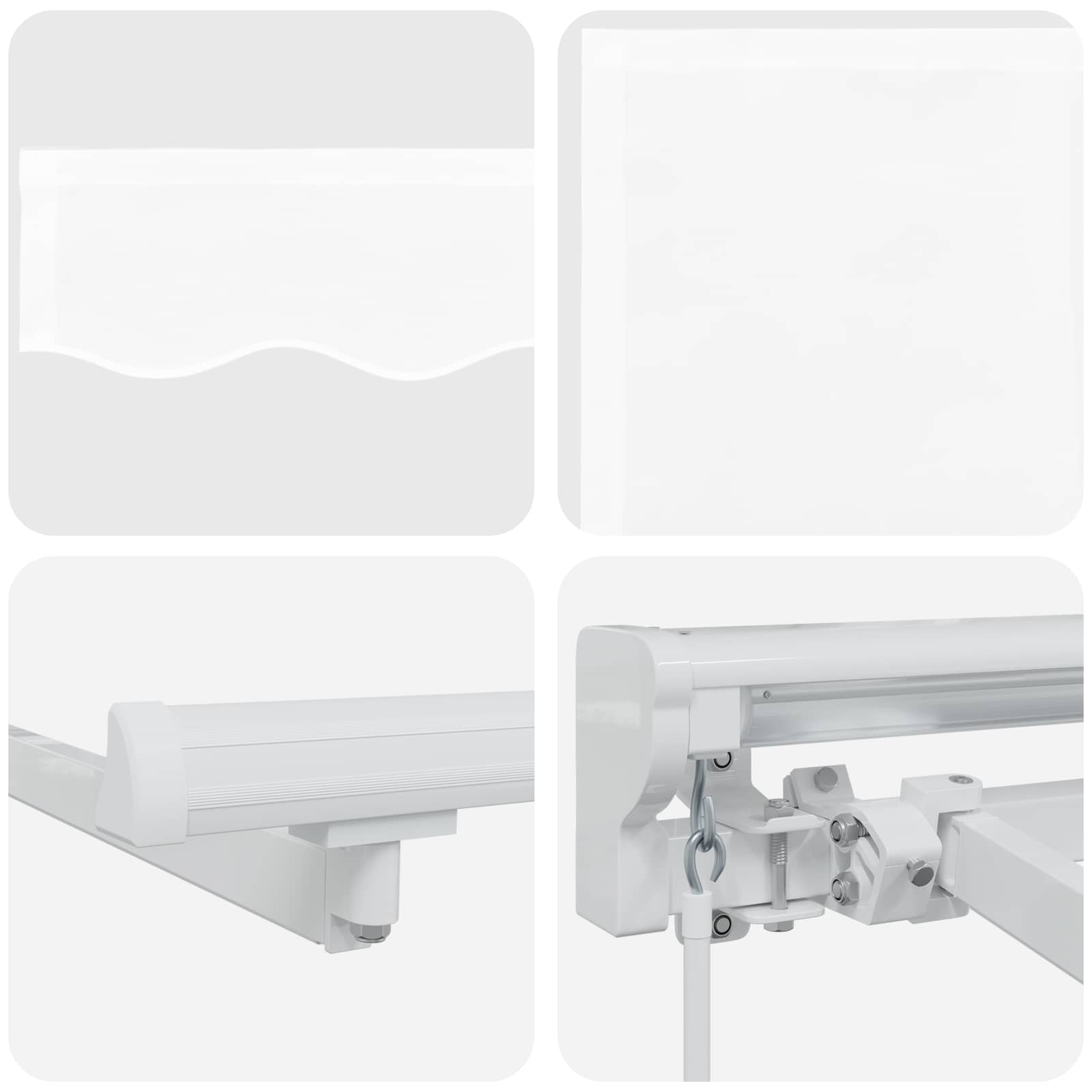 Handmatige Luifelhouder Met Led's Wit 3 X 2 M Groen En Wit (Anthraciet Frame)