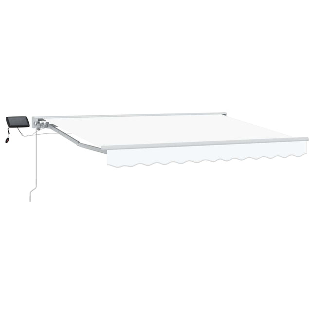 Handmatige Luifelhouder Met Led's Wit 3 X 2 M Groen En Wit (Anthraciet Frame)