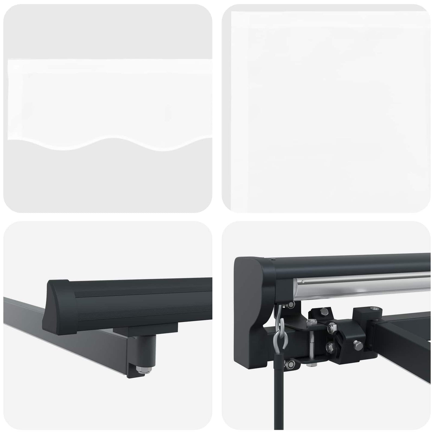Handmatige Luifelhouder Met Led's 3 X 2 M Groen En Wit (Anthraciet Frame)