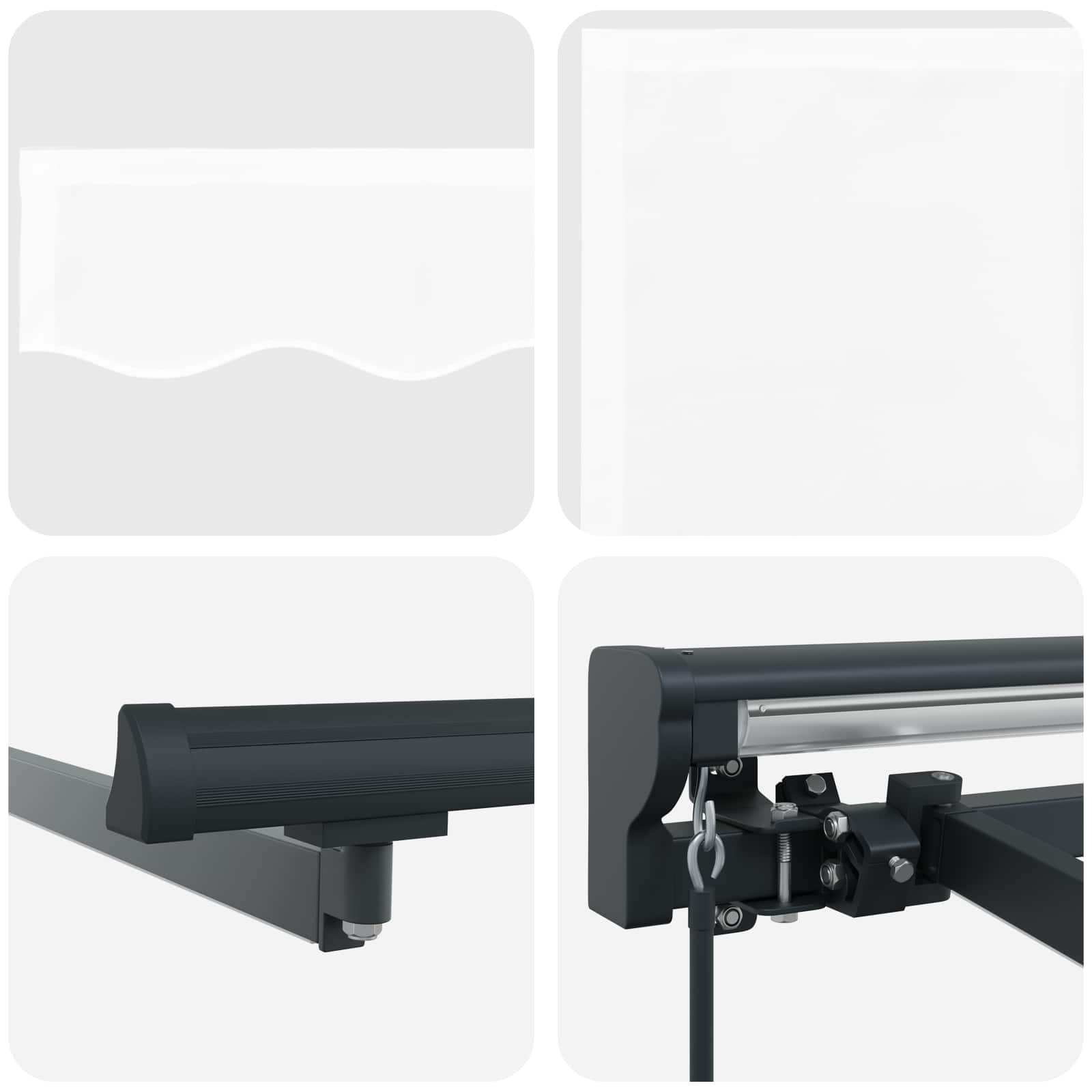 Handmatige Luifelhouder Met Led's 3 X 2 M Groen En Wit (Anthraciet Frame)