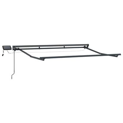 Handmatige Luifelhouder Met Led's 3 X 2 M Groen En Wit (Anthraciet Frame)