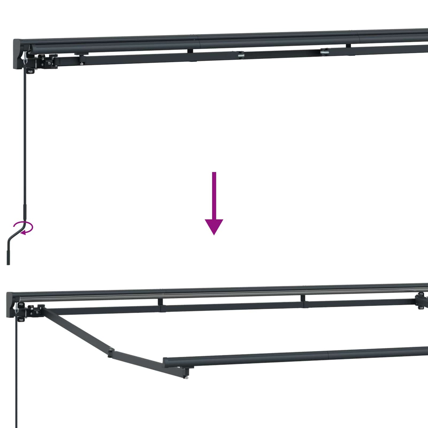 Handmatige Luifelhouder Met Led's 3 X 2 M Groen En Wit (Anthraciet Frame)