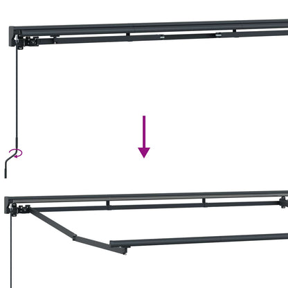 Handmatige Luifelhouder Met Led's 3 X 2 M Groen En Wit (Anthraciet Frame)