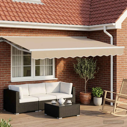 Zijde Frame Beige 250 X 200 Cm Polyester Met Pu-Coating Beige (Wit Frame)