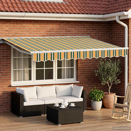 Zijde Frame En 250 X 200 Cm Polyester Met Pu-Coating Groen En Geel (Wit Frame)