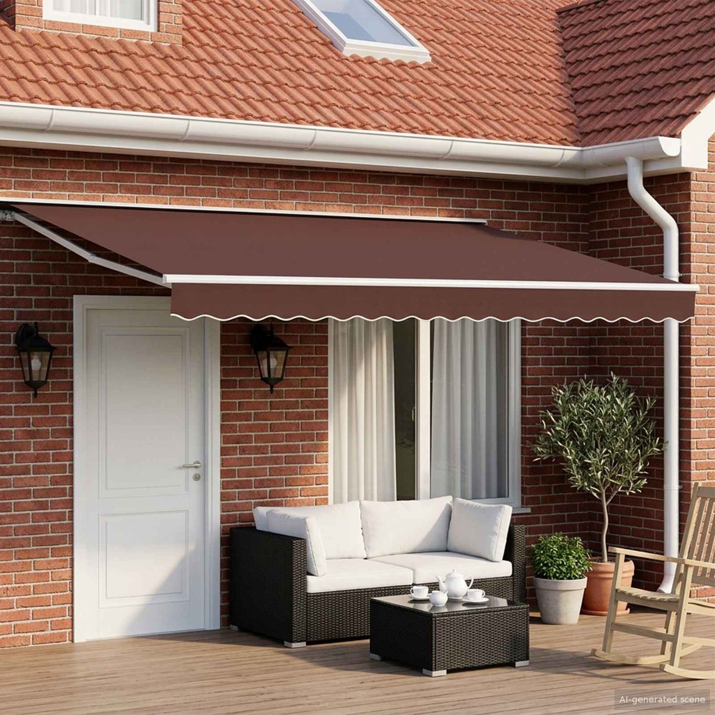 Uitschuifbare Luifel Bruin Bruin (Wit Frame)